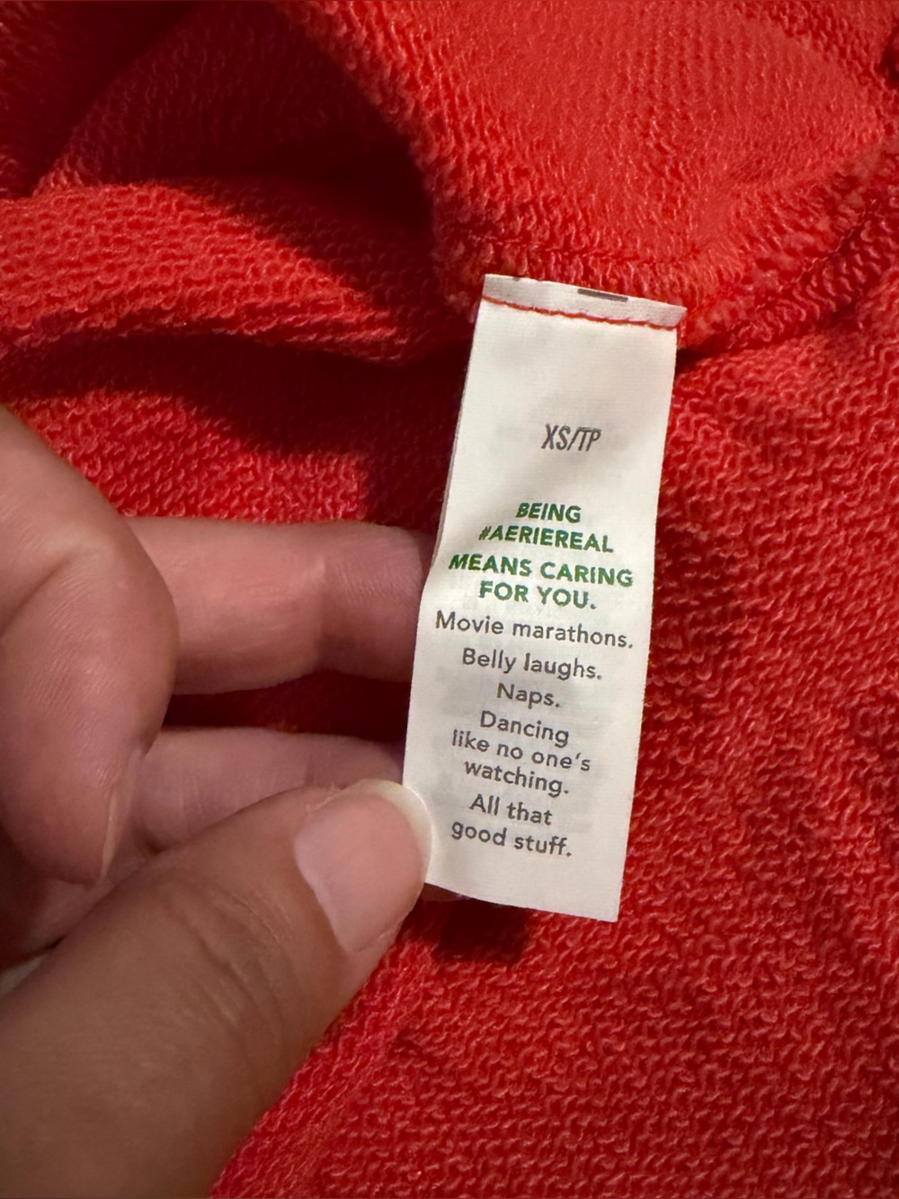 Aerie Red Popover Polo Sweatshirt Oversized Button Collar French Terry XS - Picture 6 of 7